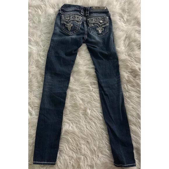 Rock Revival BETTY Jeans Womens 25 Skinny Mid-Rise Embellished Distressed READ - Picture 2 of 14
